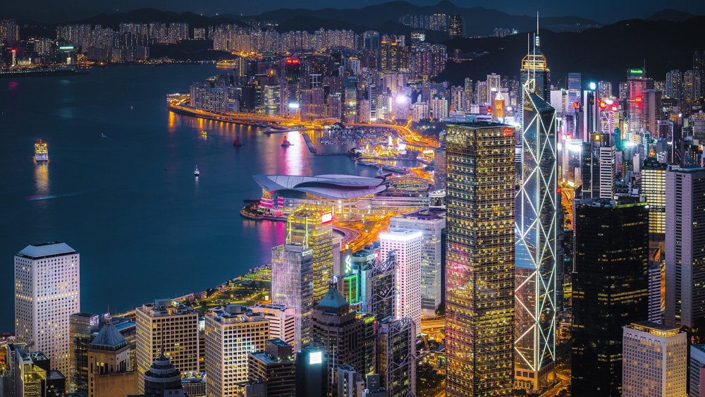 豪华而美丽的香港夜景