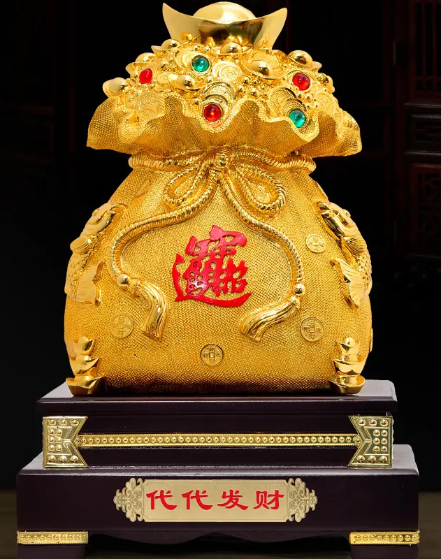 金子做的钱袋图片，代代发财