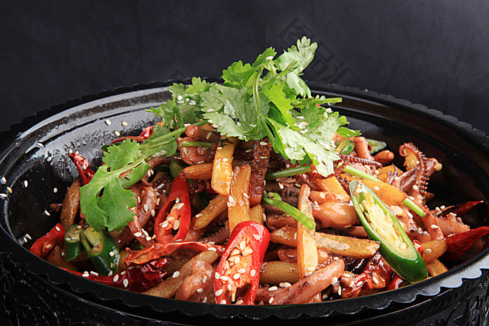 风味美食-干锅椒香鱿鱼须