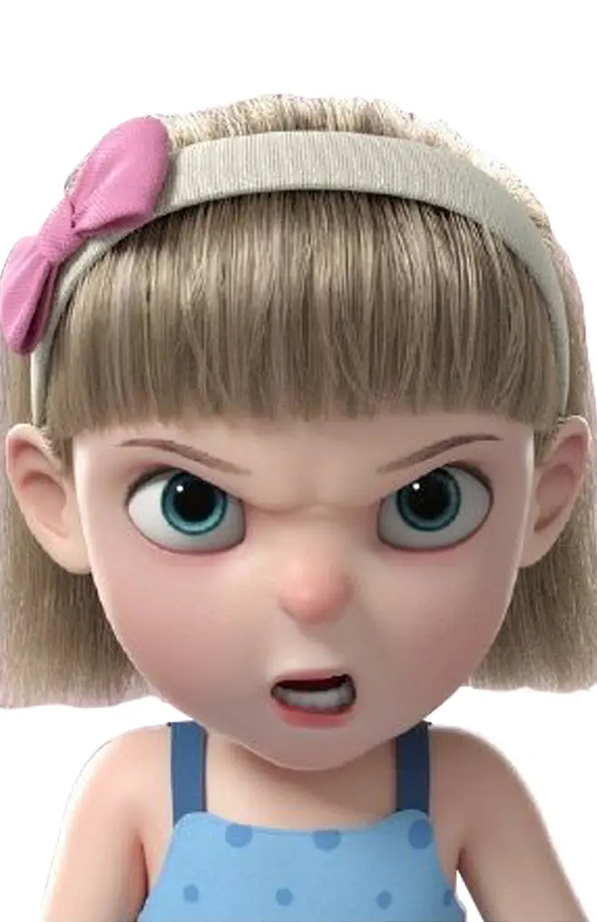 生气皱眉头的卡通女娃