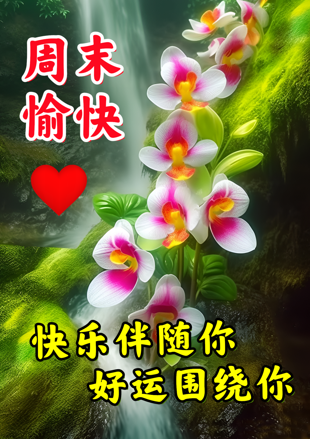 祝你周末愉快！愿快乐伴随你，好运围绕你